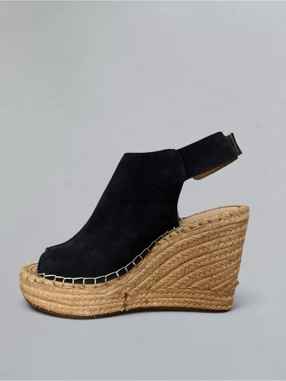Kenneth Cole New York Olivia Navy Suede Espadrille Wedge Sandals 6.5